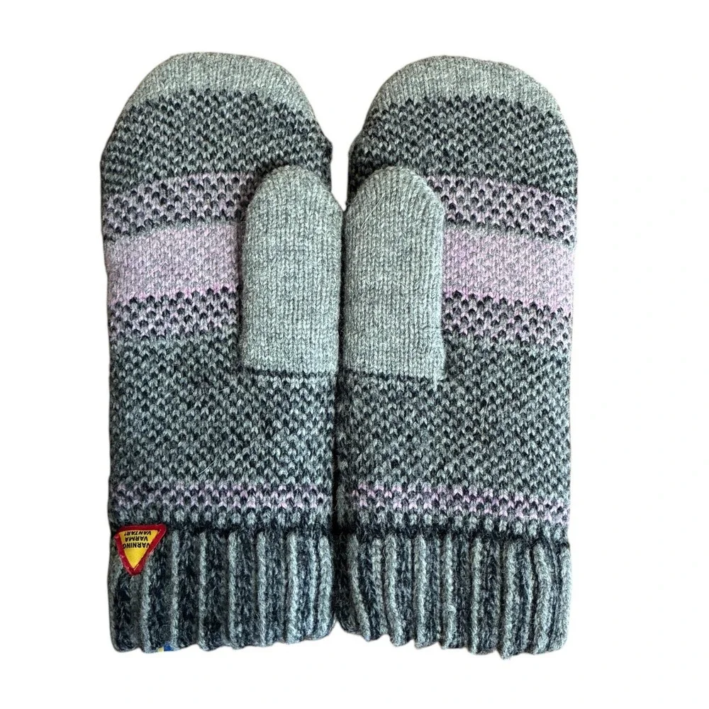 Ojbro Vantfabrik Womens Merino Wool Fager Print Mittens Swedish Made Winter